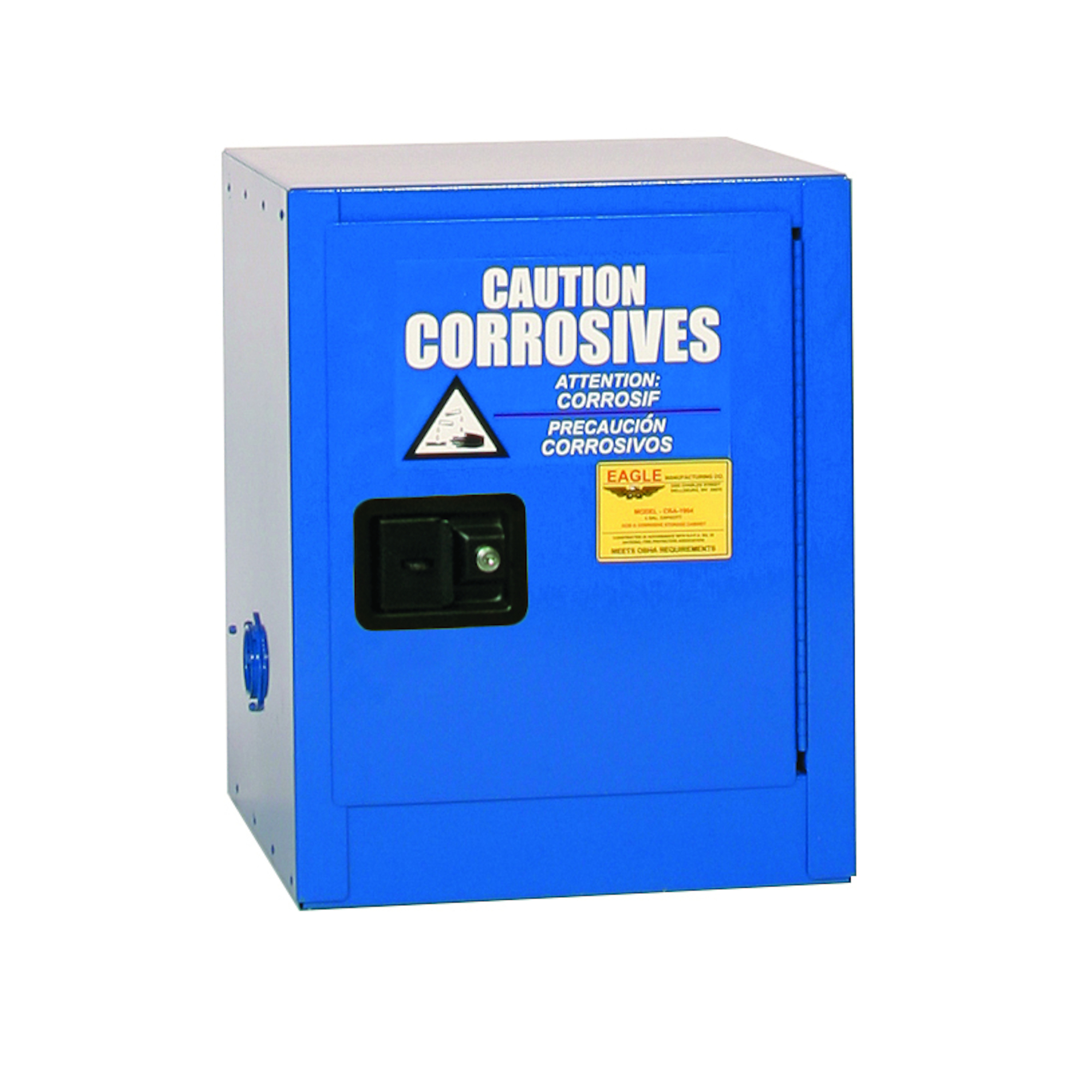 Eagle Bench Top Metal Corrosive Safety Cabinet — 4 Gallon, 1 Door, 1 Shelf, Manual Close, Blue, Model# CRA1904X